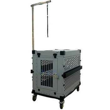 Aluminijski sklopivi kavez za pse / preklopiva kutija za pse, aluminijski sklopivi spremnik za pse s kotača i ručice za njegu