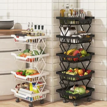 Pod proizvedeni stalak za prtljagu, preklopni polica za povrće i voće, višeslojne kuhinjski stalak s pokretnim valjcima, polica za košare s voćem