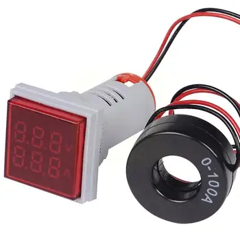Mini Digitalni Voltmetar Ampermetar Dual Led Indikator 22 mm Tester Volt Amper 0-100A Detektor ac Auto-20-500 U B5M2