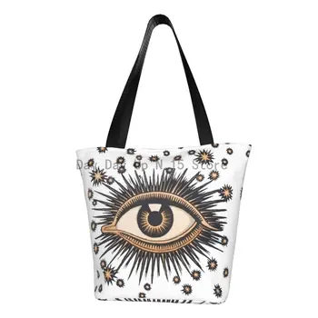 Vintage torba za kupovinu u trgovinama Mystic Eye, холщовая torba-тоут s po cijeloj površini, torba preko ramena, veliki kapacitet, trajni duhovni amulet, torba