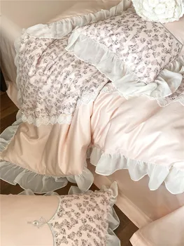 Francuska smještaj deka od 140 duge šarka pamučne tkanine od četiri dijela s кружевным cvjetnim ispis, kvalitetnu posteljinu