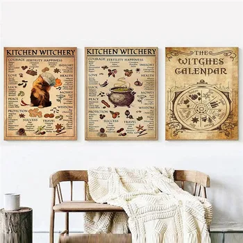 Vještice Čarobne znanje Likovna slikarstvo darove Kuhinjske čarolije Zabavne plakata i grafika Ukras Platnu zidni paneli kućni dekor