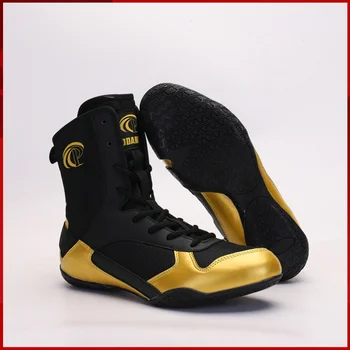 Zlatno-crne prozračna gospodo boks cipele, veličina 39-45, борцовские cipele Sangbo mekani potplat čipka-up, profesionalna obuća za borbu