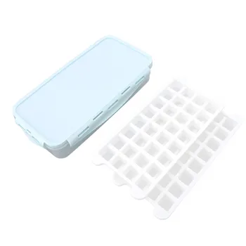 1.7 L dupli sloj kutija za oblikovanje leda Ladica za oblikovanje kocke leda na 64 mreže Silikonska stroj za oblikovanje leda s pretincem za pohranu za domaće kuhinje