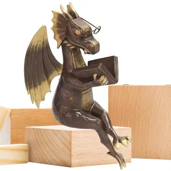 Statua zmaja za čitanje knjiga Vrtne figure dinosaurusa Umjetnička skulptura od smole Obrazovan slatka beba Lik zmaja Fantazija