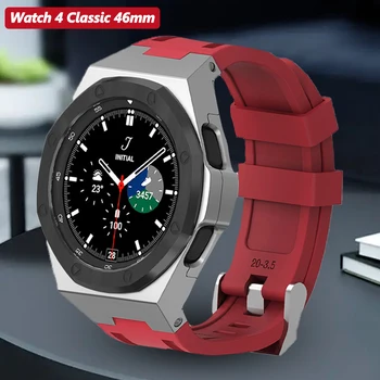 Luksuzni Kućište od Nehrđajućeg Čelika Za Samsung Watch 4 Classic 46 MM Komplet Modifikacija Za Watch 5Pro 45 mm Watch4/5 44 40 mm Gumeni Remen