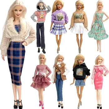 1 komplet moda višebojne haljine, sportska košulja, Haljina deniver mreže suknja svakodnevne casual odjeća, pribor za Odjeću za Barbie lutke d