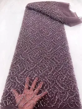 Francuski tila, cvjetne čipke tkanina s teškim kamenčićima 2023, kvalitetne afričke držači tkanine s šljokice za mladoženju za šivanje vjenčanica u nigerijskom stilu