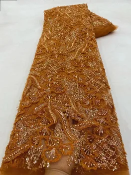 Afrička 3D cvjetne čipke tkanina 2023, high-end čipke materijal ručne izrade perli, нигерийская francuski nadvoji cvjetne čipke tkanina za vjenčanje