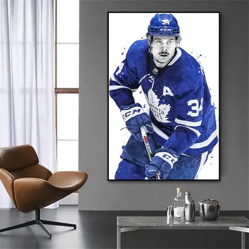 Hokej Na ledu Остон Matthews je Portret Platnu Painting Sport Sportaš Poster Ispis Home Dekor Zid Knjige O Umjetnosti Sliku Za Live KIid Room