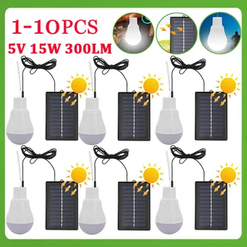 300LM 5V 15W Prijenosni solarna energija vanjska svjetiljka s niskom potrošnjom energije Svjetiljka Solarna lampa Panel Vanjska rasvjeta za kampiranje u vrtu