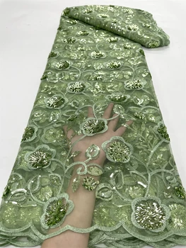 5 metara afričke čipke tkanine s šljokice 2023, visokokvalitetna cvjetne čipke vez, francuski vjenčanje tila, materijali za šivanje večernja haljina