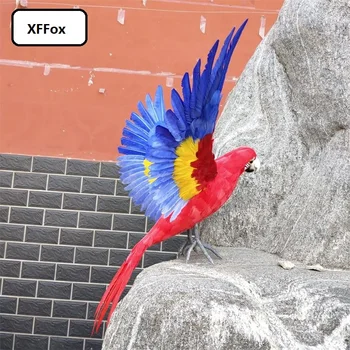velike krila papagaj model od pjene i perja pravi život crvena i plava papiga lutka dar oko 60x90 cm d0171