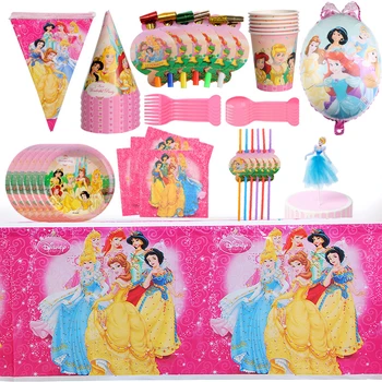 Set ukrasa za zurke u čast rođendana princeze Disney Pepeljuga za djevojčice, potrepštine za zabave, papirnata čaša, posuda, banner, stolnjak, slamnati dječje igračke