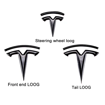 Oznaka sa logom za volan/prednjeg nosača/stražnjeg nosača tereta, klavira, crna kapa s logotipom za Tesla model 3 2022, auto oprema