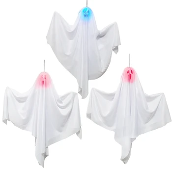Halloween Duh Visi Halloween dekoracije visi osvjetljavaju bijele leteće duhovi Drvo Prozor zid Strašno ukras