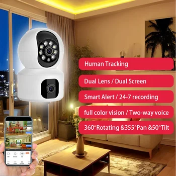 Двухобъективная WIFI PTZ kamera sa dual screen baby monitor AI Human Automatsko praćenje unutarnje sigurnosti kuće