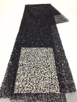 Afrička francuski cvjetne čipke tkanina Crna afrička tila Nadvoji cvjetne čipke tkanina visoke kvalitete Нигерийское čipke s šljokice, vezeni omogućili malim vjenčanje perle