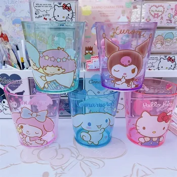 Kawaii Sanrio My Melody Kuromi Cinnamoroll Šalica vode plastični proziran prijenosni pehar za ispiranje usta Slatka poklon za djevojke