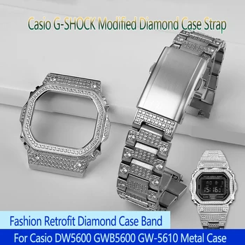 Za Casio watchstrap Poboljšani Promjene Dijamant Telo Remen DW5600/5610 GMW-B5000 Metalni Pribor Remen Za sat Od Nehrđajućeg Čelika Zlato