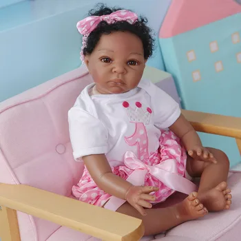 Crna lutka Reborn Baby, афроамериканская lutka, realno soft pribor za bebe, pokloni za rođendan, za dječake i djevojčice