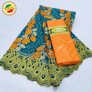Cvjetne čipke tkanina od 100% pamuka s uzorkom Базена Riche za nigerijski ženskih večernjih haljina, originalni šivanje svojim rukama, nigerijski suhe čipke Jarquard Basin