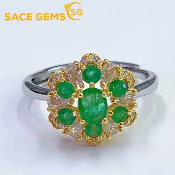 SACE DRAGULJA Modni prsten s prirodnim smaragdu veličine 4 * 5 mm za žene od 925 sterling srebra, svadbeni nakit, poklon za festival