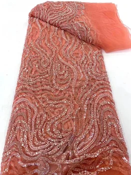Luksuzna visokokvalitetna cvjetne čipke tkanina od perli ručne izrade, kvalitetni 2023 šarenih пайеток, francuski nadvoji cvjetne čipke tkanina za vjenčanica