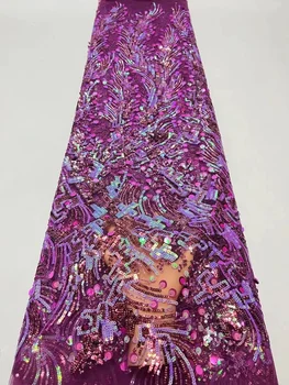 Afrička cvjetne čipke tkanina od francuskog tila, расшитая kuglice za vjenčanje 2023, visokokvalitetna mrežaste tkanine u nigerijskom stilu sa šljokicama