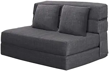 60-дюймовое stolica futon za goste, kauč-krevet i kauč na razvlačenje sa 2 jastuka, pjena s efekta memorije, моющийся torbica, veličine Queen Size, tamno siva
