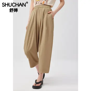 Shuchan Быстросохнущие prozračna slobodan hlače s direktnim штанинами, hlače dužine do gležnja, svakodnevne hlače s džepovima, ženske hlače