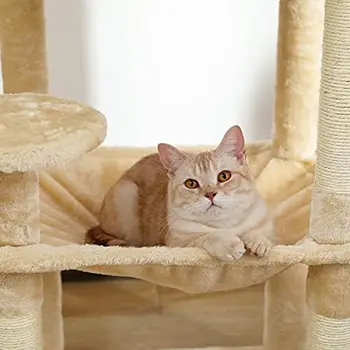 Visoka je mačji drvo za mačke u zatvorenom prostoru, multi-level mačja toranj sa vrlo velikim viseća (20 
