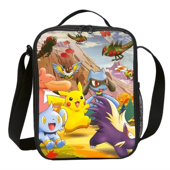 Pokemon Slatka Pikachu Kawaii Charmander Dječje školska torba za ланча s po cijeloj površini Eevee, student usamljena torba za Bento, torba za jelo