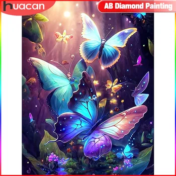 HUACAN AB Diamond mozaik, vez leptir, full, 5D, uradi sam, pun trg kružna slika, ukras za kuću sa životinjama