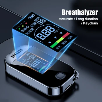 Prijenosni Breathalyzer 0.000 ~ 0.199% BAC USB Punjiva Tester alkoholiziranosti 50 Grupnih Snimaka sa Svjetlom i Kolor LCD zaslonom