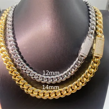 Proći diamond tester 12 mm VVS1 муассанит Dijamant Gospodo hip-hop nakit od nehrđajućeg čelika Kubanske karika lanca ogrlica