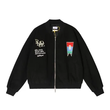 Crna muška jakna RHUDE, kardigan, top sa vezom na лацканах, logo оверсайз, vintage jakna-ponderiranja na munje, obilježavanje jakne