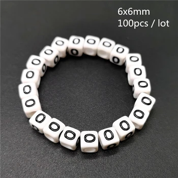 100pc 6 mm Slovo O Kvadratni Alfabet Perle, Akrilne Perle Za Izradu Nakita DIY Narukvica i Ogrlica Pribor #6x6mm O