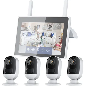 4-kanalni mini-pametna bežična Ip mreže, sigurnost, kućni nadzor, sustav akumulatora CCTV kamera je 3 megapiksela, WiFi, 7-inčni LCD monitor kit Nvr
