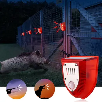 Solarna upozoravajuće svjetlo Senzor pokreta alarm 129 db zvuk pas laje svjetlosne стробоскопические signalne svjetiljke za vanjsku dvorišta farme