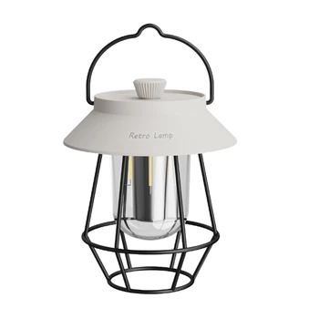 Punjiva ručna svjetiljka s metalnom ručkom, starinski svjetiljke za vanjsku montažni šatori, svjetlo-bijela