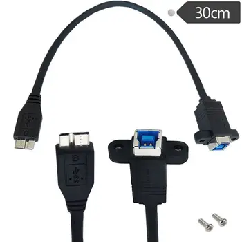 Priključak USB 3.0 MICRO-B priključak BF B s fiksnim otvorom za vijka, vijak, kabel za prijenos podataka, usb kabel