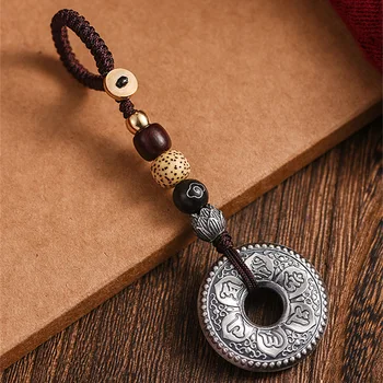 Kreativni nacionalni stil Padmé Hum Om Mani privjesak za ključeve Klasicni Antikvitetno ukras Čvrste nakit Srce Klasika sigurnost 