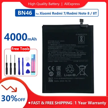 100% Original Bateriju BN46 4000 mah Za Xiaomi Redmi Note 8 8T Redmi 7, Kvalitetne Zamjenske Baterije Za Telefon + Besplatni Alati