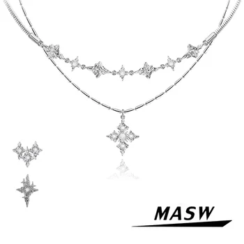 MASW Originalni dizajn, luksuzan nakit, dupli sloj visokokvalitetna латунная debeli посеребренная ovjes-lanac, ogrlice za žene, novo 2023