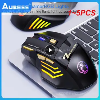 1-5 kom. punjiva bežični miš za igrače, računalna ergonomski miš Mause s pozadinskim osvjetljenjem RGB, bešumni miša za