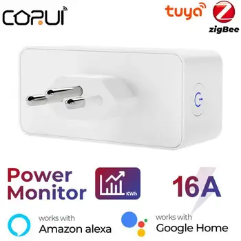 CORUI Tuya ZigBee Smart Plug 16A Brazilski Utičnica naponski Monitor Timer je APLIKACIJA Smart Life Glasovna Podrška za Google Home Alexa