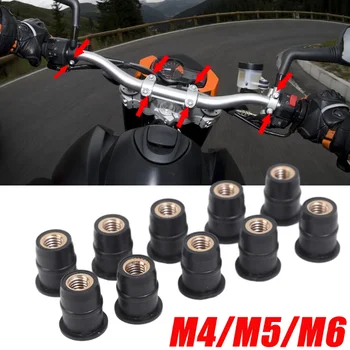 10шт Motocikl M4/M5/M6 Promjene prikladniji mesinga gumeni zatvarači sa maticama za motokros, ukras za vjetrobransko staklo, pribor za učvršćenje sa zakovicama