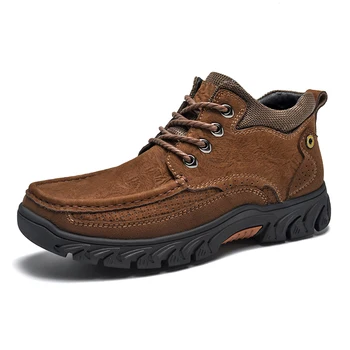 Planinarske cipele velike veličine, muške zimske ulične cipele na toplom меху, mondeno cipele u retro stilu, crne čizme, gumene, muške cipele od prirodne kože
