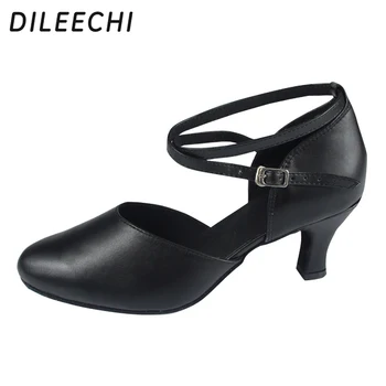 DILEECHI/ ženske cipele za latino plesova iz bičevati, cipele za četvornih ples, mekani potplat cipele za ballroom ples od prave kože za odrasle, 6 cm